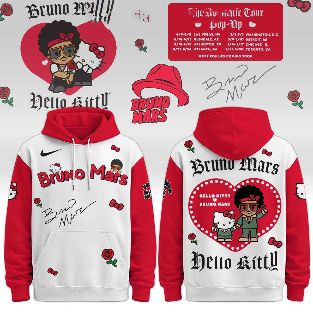 Bruno Mars Hello Kitty The Romantic Tour Shirt Hoodie Bruno Mars Hello Kitty The Romantic Tour Shirt Hoodie