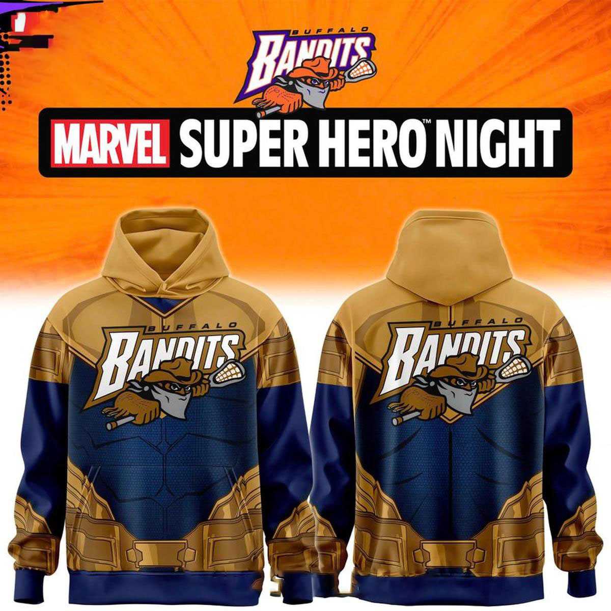 Buffalo Bandits 2026 Superhero Night Celebration Shirt Hoodie Buffalo Bandits 2026 Superhero Night Celebration Shirt Hoodie