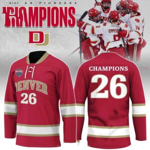 Denver Pioneers NCAA National Champions 2026 Custom Hockey Jersey