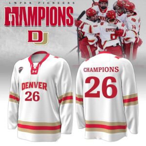 Denver Pioneers NCAA National Champions 2026 Custom Hockey Jersey