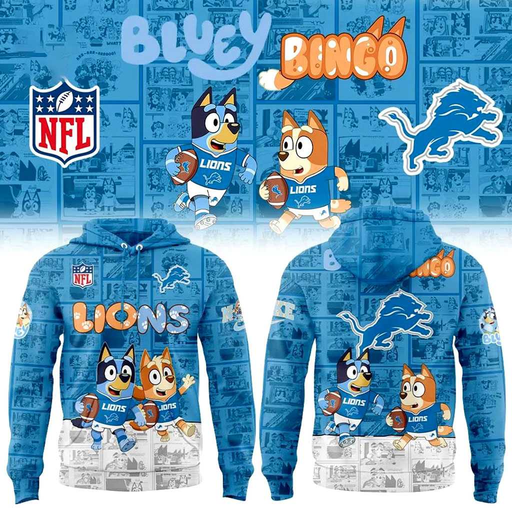 Detroit Lions Bluey and Bingo Hoodie Detroit Lions Bluey and Bingo Hoodie
