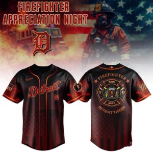 Detroit Tigers Firefighter Appreciation Night 2026 Jersey, black and red with 