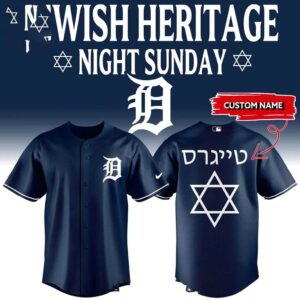 Detroit Tigers Jewish Heritage 2026 Night Custom Baseball Jersey