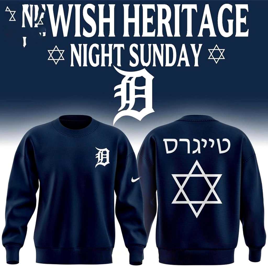 Detroit Tigers Jewish Heritage Night 2026 Tee Hoodie Navy Detroit Tigers Jewish Heritage Night 2026 Tee Hoodie Navy