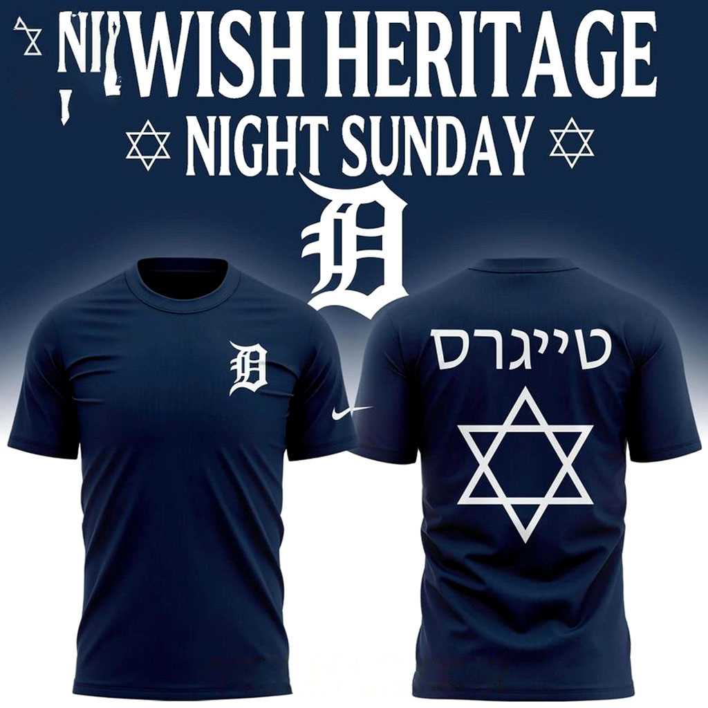 Detroit Tigers Jewish Heritage Night 2026 Tee Hoodie Navy Detroit Tigers Jewish Heritage Night 2026 Tee Hoodie Navy