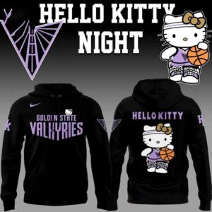 Golden State Valkyries Hello Kitty Night 2026 Celebrate Black Tee Hoodie