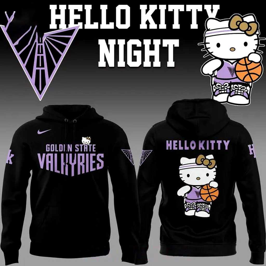 Golden State Valkyries Hello Kitty Night 2026 Celebrate Black Tee Hoodie Golden State Valkyries Hello Kitty Night 2026 Celebrate Black Tee Hoodie