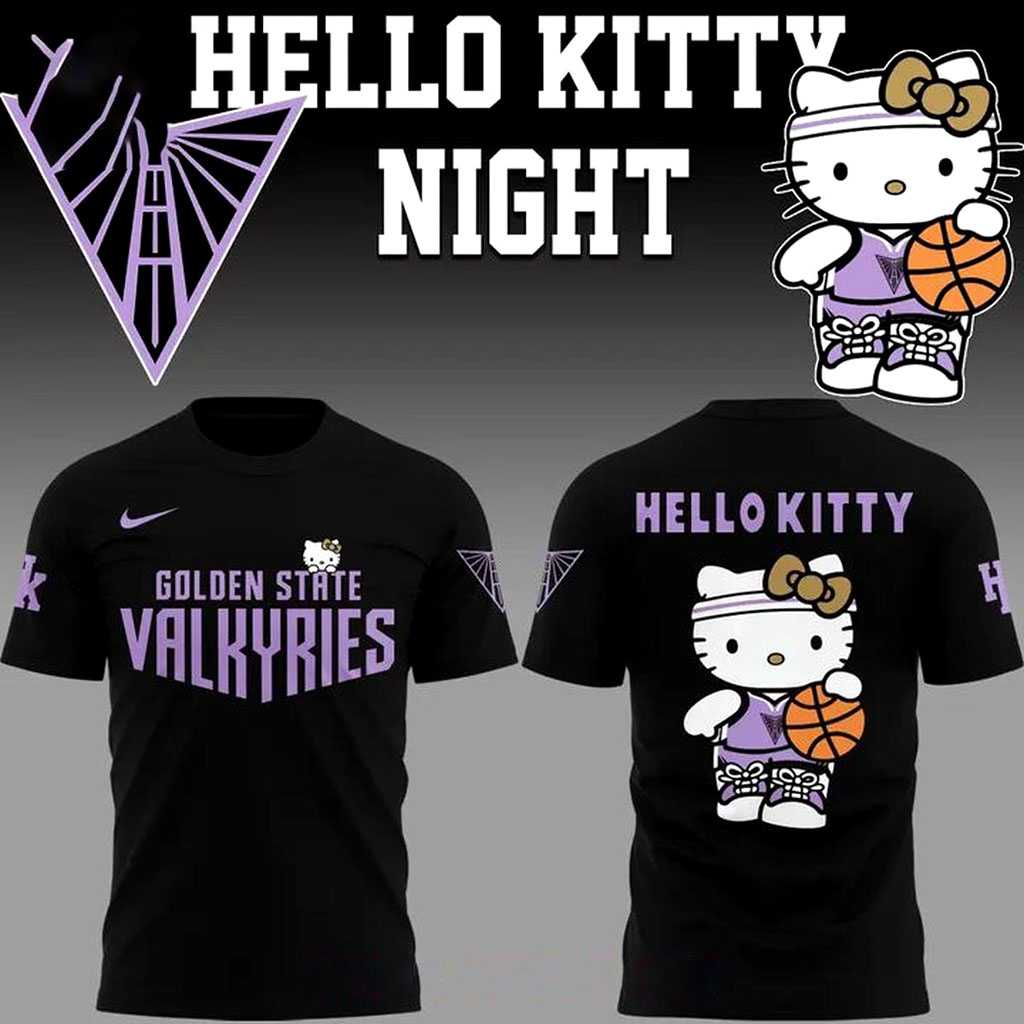 Golden State Valkyries Hello Kitty Night 2026 Celebrate Black Tee Hoodie Golden State Valkyries Hello Kitty Night 2026 Celebrate Black Tee Hoodie