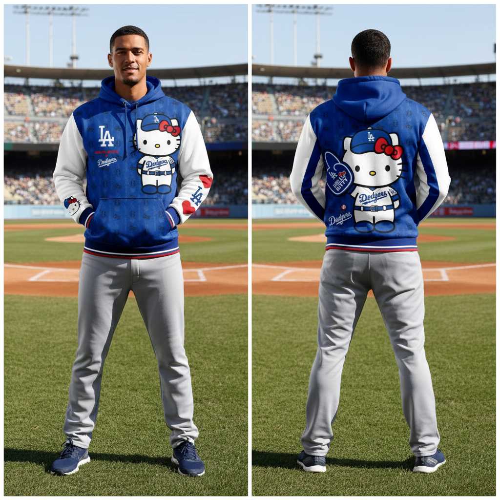 Los Angeles Dodgers Hello Kitty 2026 Tee Hoodie Los Angeles Dodgers Hello Kitty 2026 Tee Hoodie