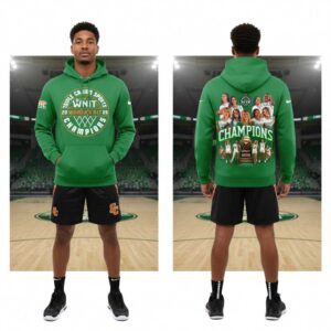 Marshall Thundering Herd 2026 D3 MBB National Champions Tee Hoodie in green, featuring bold championship graphics on front & back.