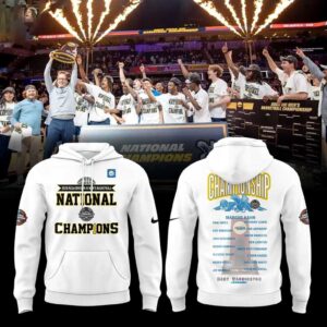 Mary Washington Eagles Men's Basketball 2026 NCAA DIII National Champions Hoodie. White, front 