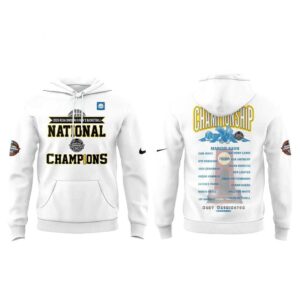 Mary Washington Eagles Men's Basketball 2026 NCAA DIII National Champions Hoodie. White, front 