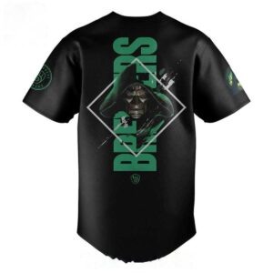Milwaukee Brewers Avengers Doomsday 2026 Night Baseball Jersey, black with green text, hexagon patterns, and skull design.