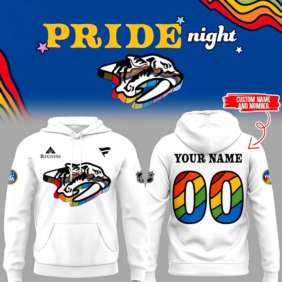 Nashville Predators Pride Night Custom Name Hoodie Nashville Predators Pride Night Custom Name Hoodie
