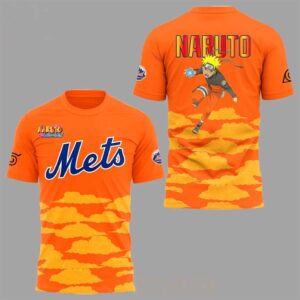New York Mets Naruto Shippuden Night 2026 Orange Tee Hoodie