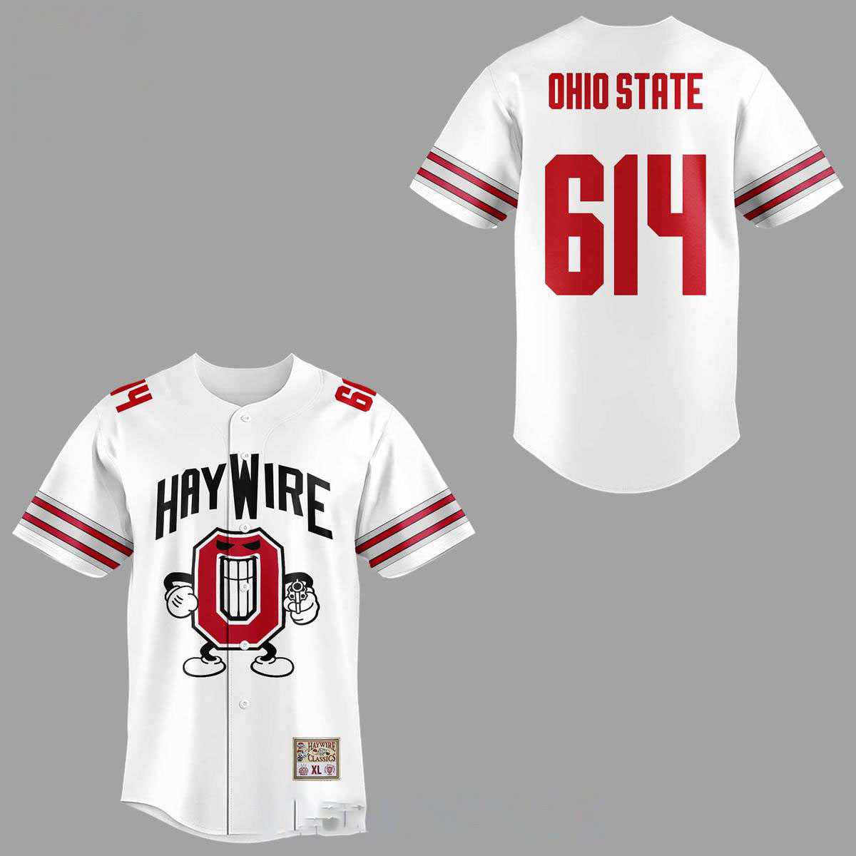 Ohio State Buckeyes 2026 Haywire Show 614 Custom Baseball Jersey Ohio State Buckeyes 2026 Haywire Show 614 Custom Baseball Jersey