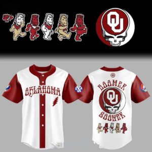Oklahoma Sooners Grateful Dead 2026 Boomer Sooner Baseball Jersey