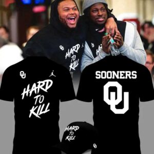 Oklahoma Sooners Hard To Kill Hoodie, black with white 'Hard To Kill' text, OU logo, Jumpman on front; 'SOONERS' and large OU logo on back.