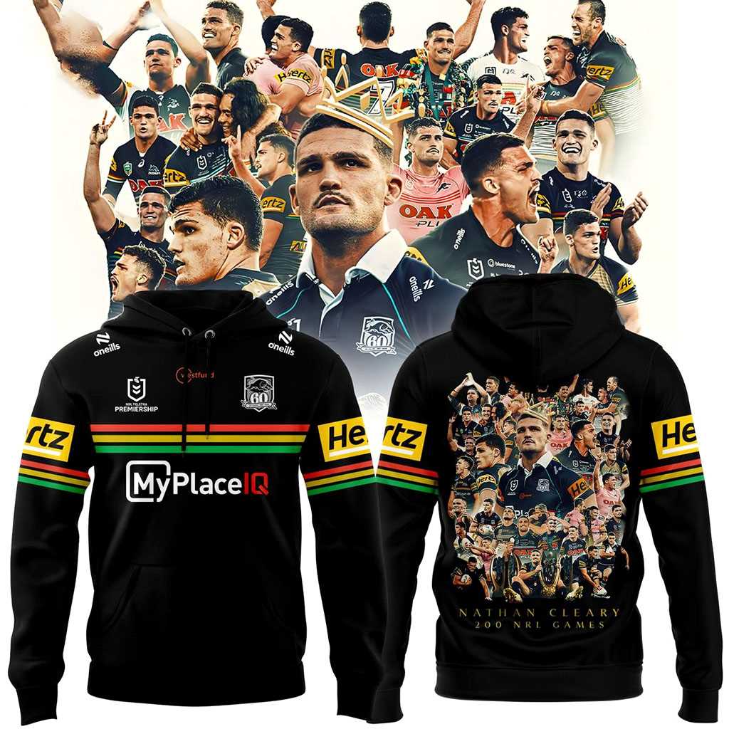 Penrith Panthers 2026 Nathan Cleary 200 NRL Games Tee Hoodie Penrith Panthers 2026 Nathan Cleary 200 NRL Games Tee Hoodie