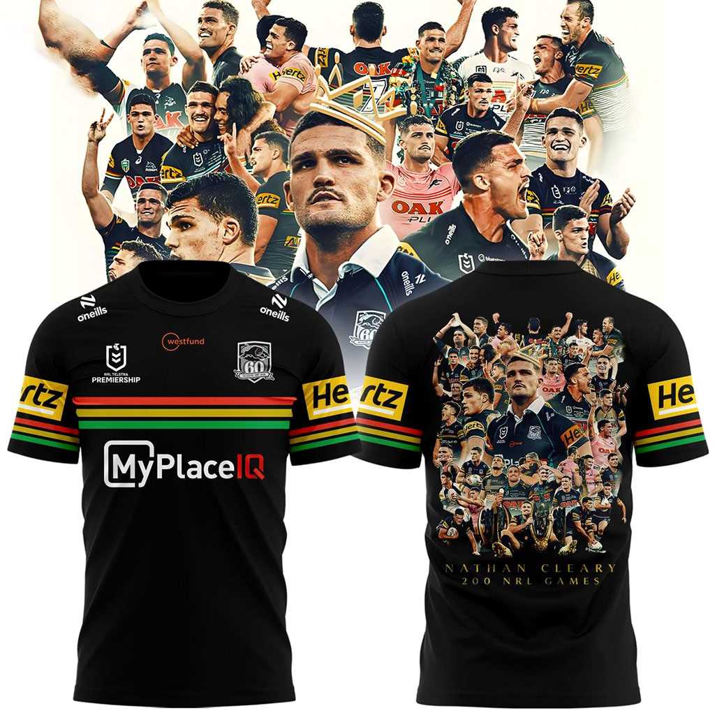 Penrith Panthers 2026 Nathan Cleary 200 NRL Games Tee Hoodie Penrith Panthers 2026 Nathan Cleary 200 NRL Games Tee Hoodie