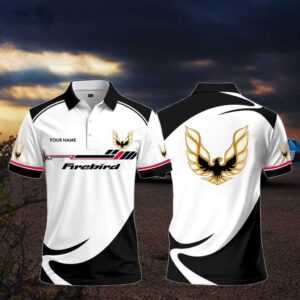 Pontiac Firebird Black White Polo Shirt Custom Name