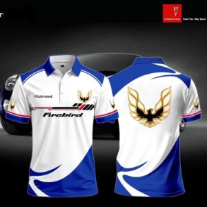 Pontiac Firebird Blue White Polo Shirt Custom Name