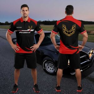 Pontiac Firebird Red Black Polo Shirt Custom