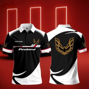 Pontiac Firebird White Black Polo Shirt Custom