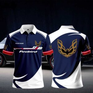 Pontiac Firebird White Blue Polo Shirt Custom