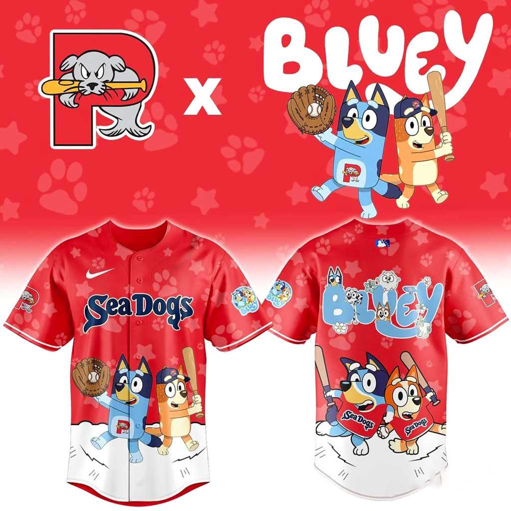Portland Sea Dogs Bluey Baseball Jersey Portland Sea Dogs Bluey Baseball Jersey