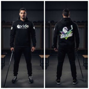 Black San Diego Gulls Pride Night 2026 Hoodie featuring rainbow 