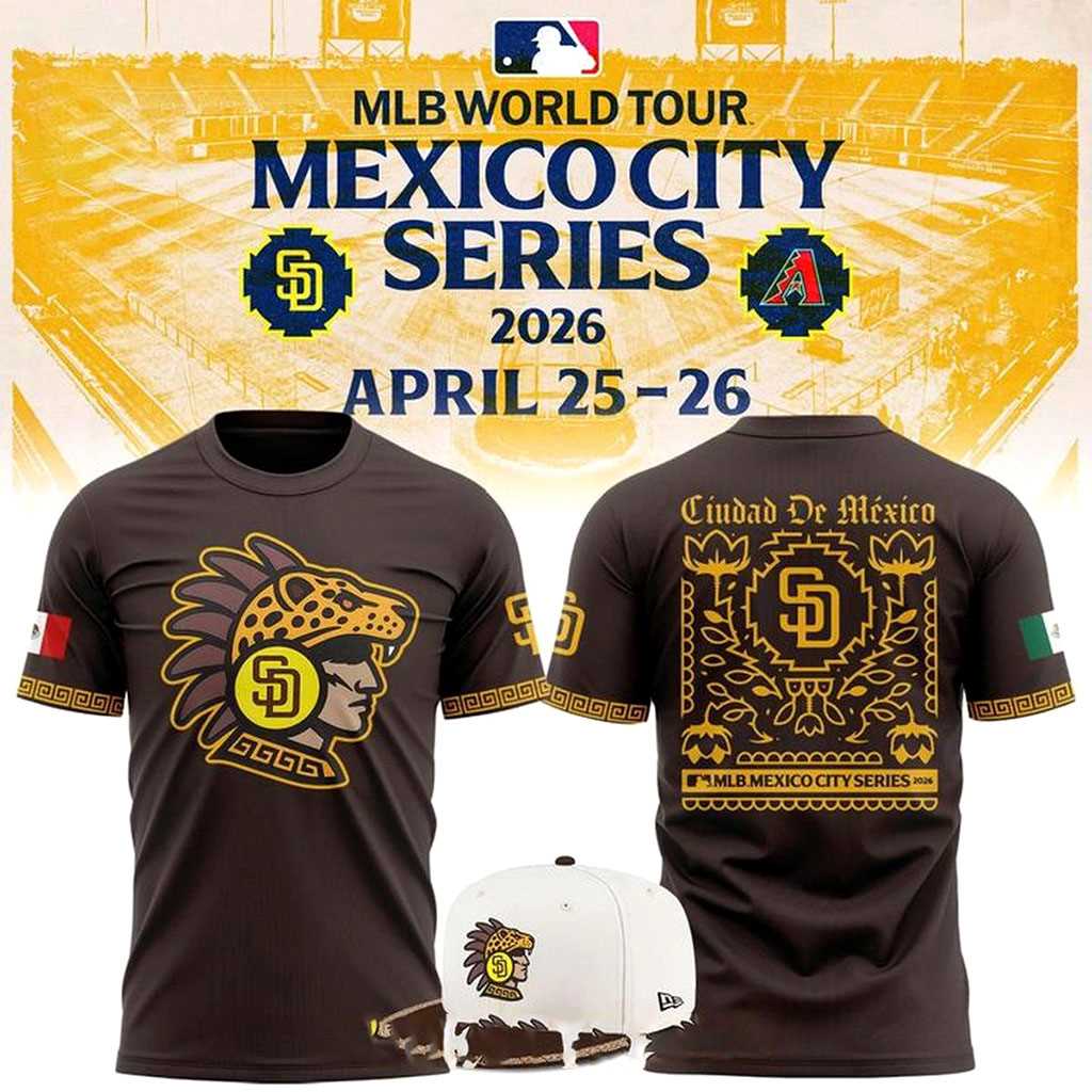 San Diego Padres MLB Mexico City Series 2026 Celebrate Tee Hoodie San Diego Padres MLB Mexico City Series 2026 Celebrate Tee Hoodie