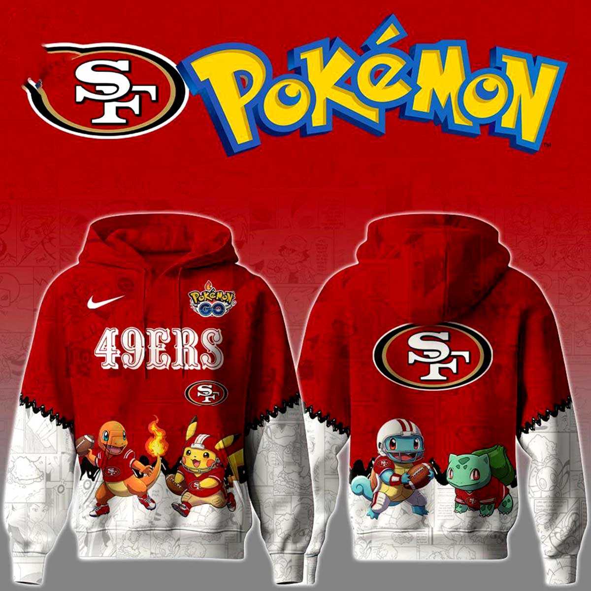 San Francisco 49ers Pokemon Hoodie San Francisco 49ers Pokemon Hoodie