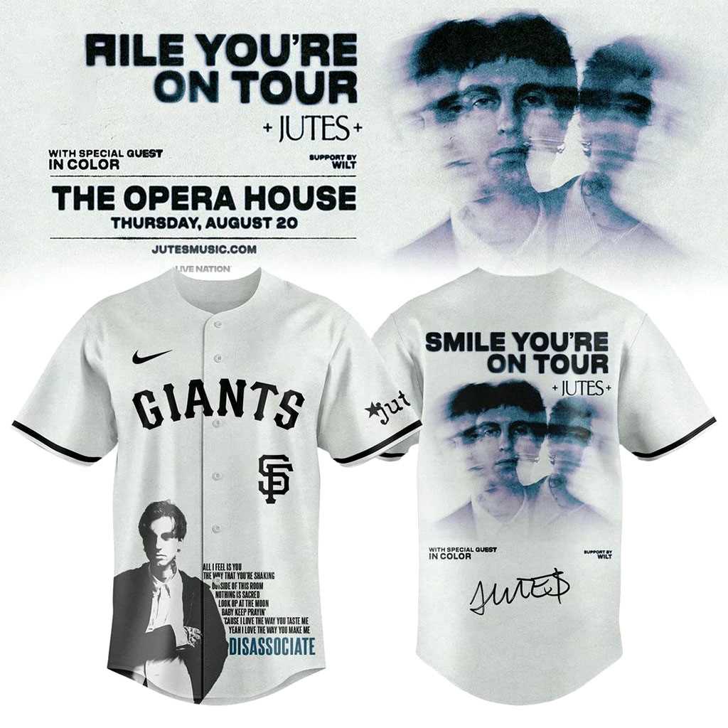 San Francisco Giants Jutes Smile You’re On Tour Baseball Jersey San Francisco Giants Jutes Smile You’re On Tour Baseball Jersey