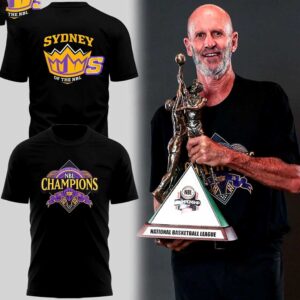 Black hoodie with Sydney Kings logo on front and NBL Champions on back. Sydney Kings Champions NBL 2026 Tee.