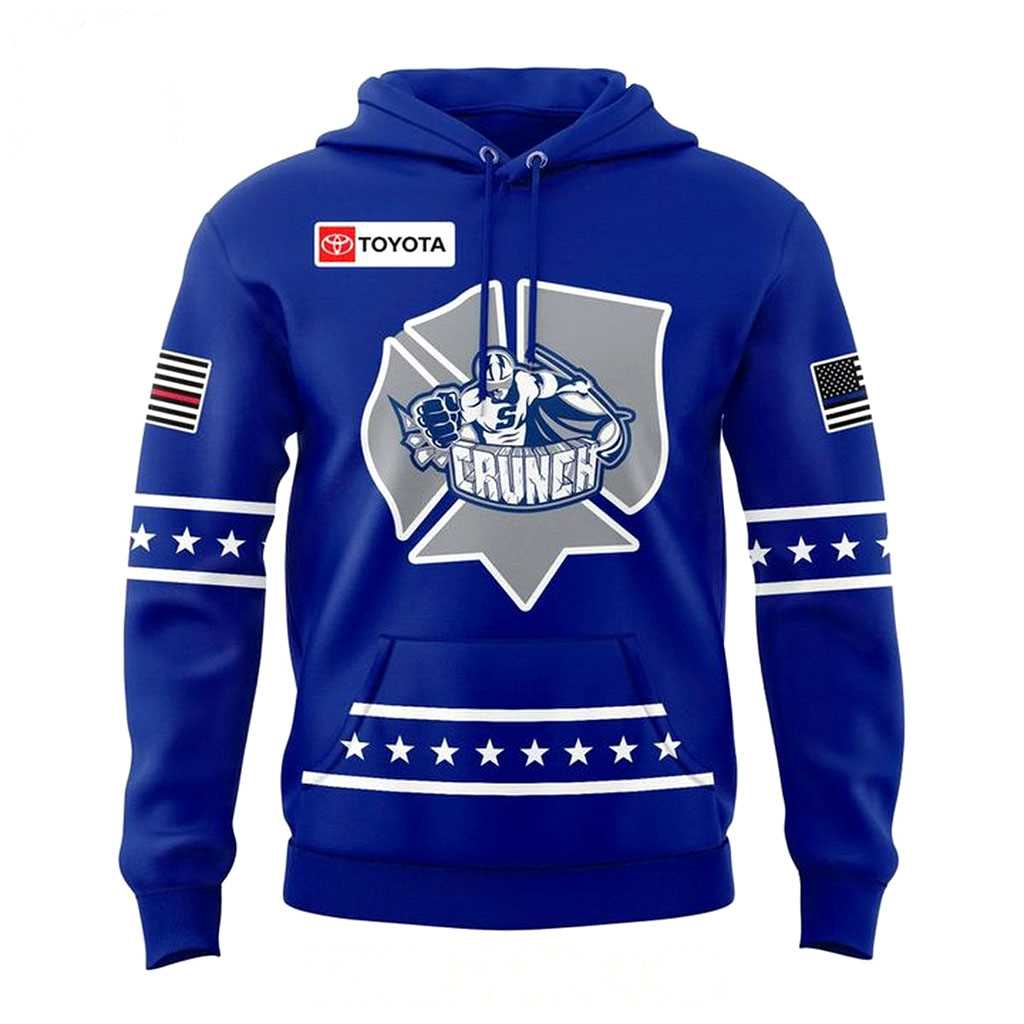 Syracuse Crunch 2026 First Responders Night Tee Hoodie All Blue Syracuse Crunch 2026 First Responders Night Tee Hoodie All Blue