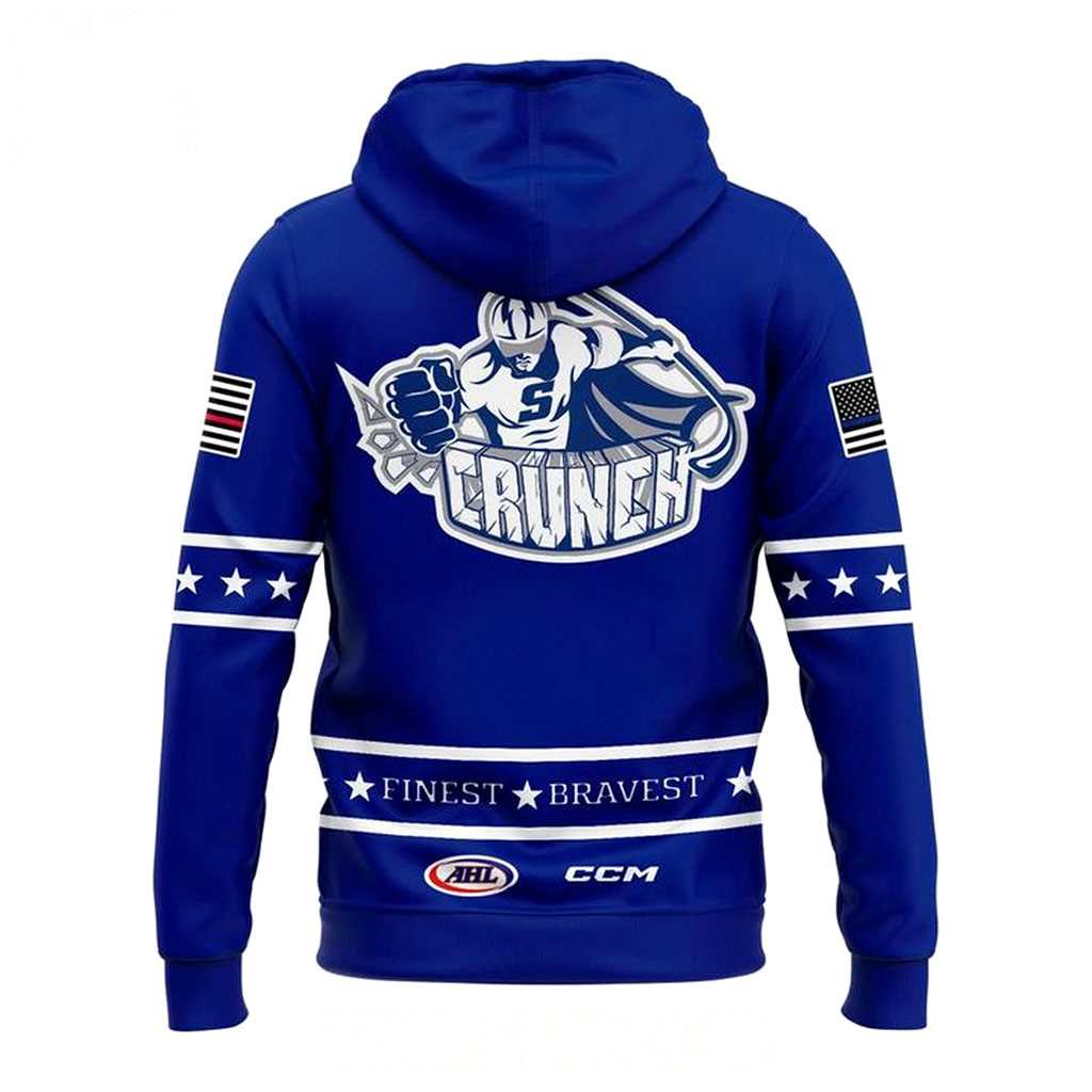 Syracuse Crunch 2026 First Responders Night Tee Hoodie All Blue Syracuse Crunch 2026 First Responders Night Tee Hoodie All Blue