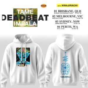 Tame Impala Deadbeat AU Tour 2026 White Hoodie