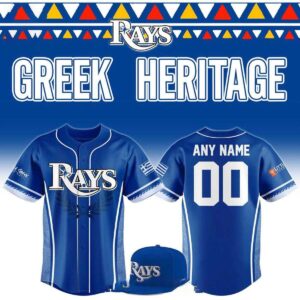 Tampa Bay Rays 2026 Greek Heritage Night Custom Baseball Jersey