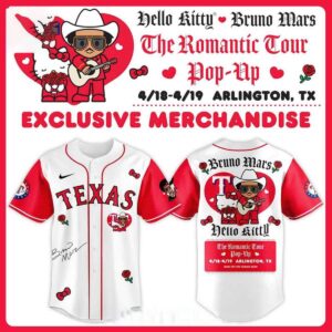 Texas Rangers Hello Kitty Bruno Mars Romantic Tour 2026 Pop-Up Jersey