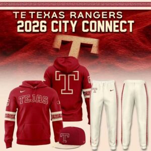 Texas Rangers 2026 City Connect All Red Tejas Night Tee Hoodie