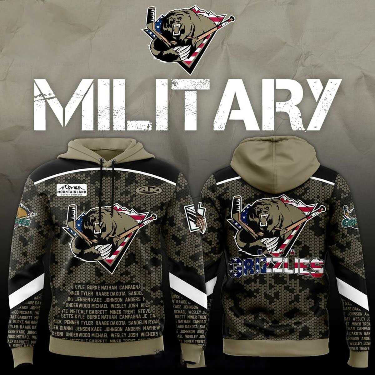Utah Grizzlies Military Appreciation Game Night 2026 Tee Hoodies Utah Grizzlies Military Appreciation Game Night 2026 Tee Hoodies