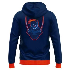 Virginia Cavaliers Basketball 2026 Blue Ridge Shirt Hoodie: navy blue, orange VIRGINIA V front, unique blue ram/goat back graphic.