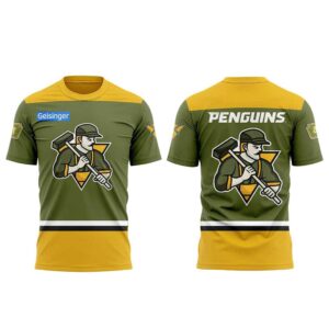 Wilkes-BarreScranton Penguins Steamtown Gandy Dancers 2026 Shirt Hoodie: Olive green & gold, miner logo, Geisinger & Penguins logos.