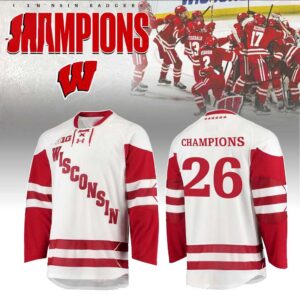 Wisconsin Badgers NCAA National Champions 2026 Custom Hockey Jersey