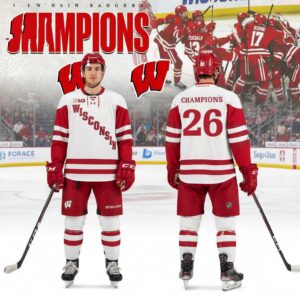 Wisconsin Badgers NCAA National Champions 2026 Custom Hockey Jersey