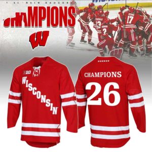 Wisconsin Badgers NCAA National Champions 2026 Custom Hockey Jersey