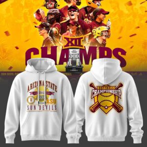 Arizona State Sun Devils 2026 Big 12 Softball Tournament Champions White Hoodie