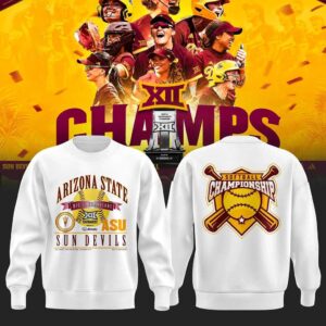 Arizona State Sun Devils 2026 Big 12 Softball Tournament Champions White Hoodie