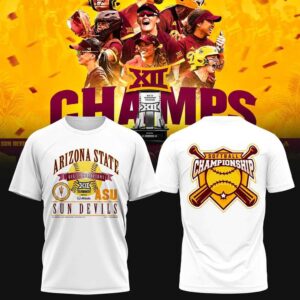 Arizona State Sun Devils 2026 Big 12 Softball Tournament Champions White Hoodie